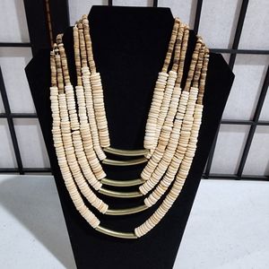 Beautiful Wood Bead and metal necklace